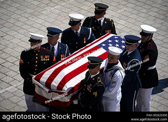 The remains of Hershel Woodrow ""Woody"" Williams is carried across the East Front of the US Capitol before lying in honor in Washington, D.C