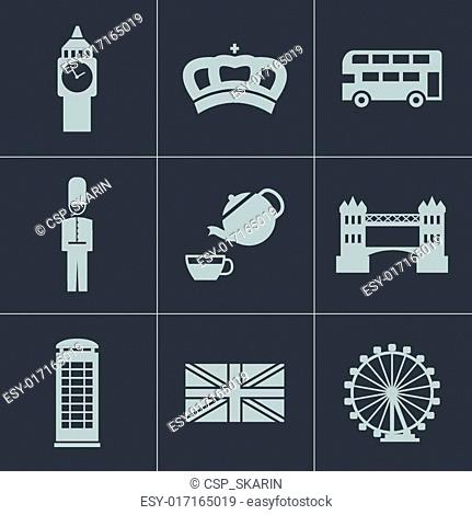 Vector black london icons set