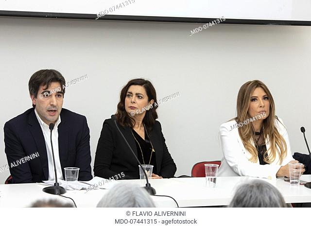 Italian politics Laura Boldrini, the author Flavio Alivernini and Italian columnist Selvaggia Lucarelli during the presentation of the book La grande nemica