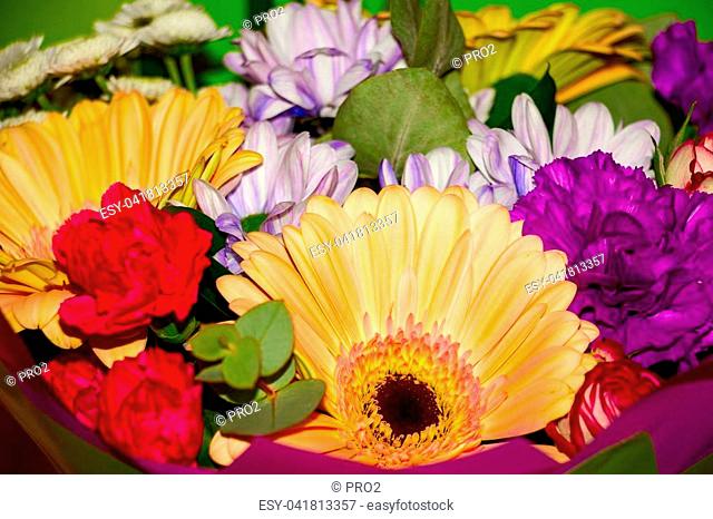 Bright multi-colored bouquet of beautiful assorted colors