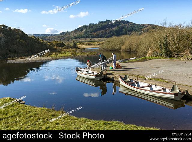 Fishermen preparing for an outing on Lough Allua, County Cork, West Cork, Ireland