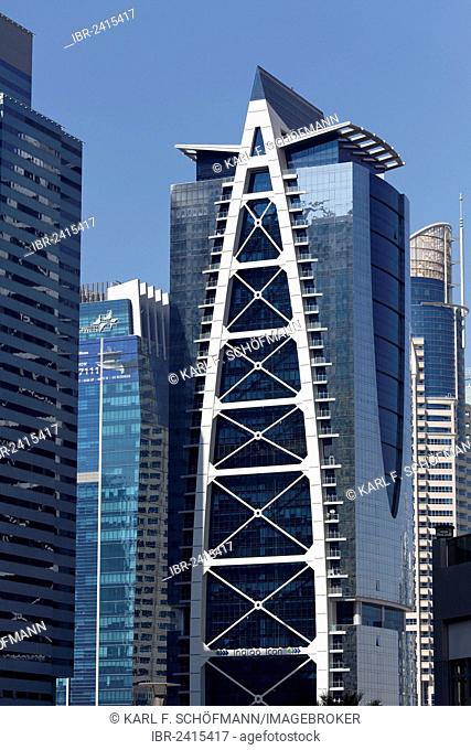 Skyscrapers, Indigo Icon building, large scale construction project, Jumeirah Lake Towers, Dubai, United Arab Emirates, Middle East, Asia