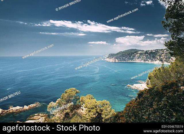 Tossa De Mar, Girona, Spain. Balearic Sea. Spring Spanish Nature With Summer Rocky Landscape And Seascape