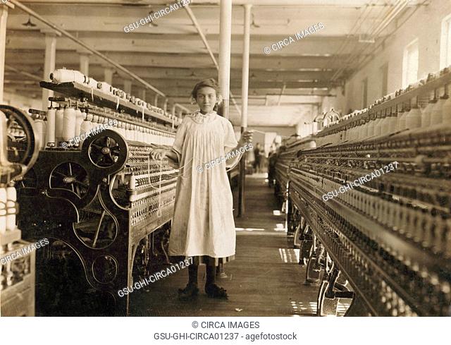 Portrait of Young Girl Working at Textile Mill, Winchendon, Massachusetts, USA, circa 1911