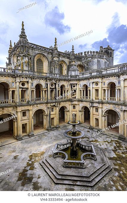 The Cloister of John III and the Manueline nave of Convent of Christ, Tomar, Santarem District, Centro Region, Portugal, Europe