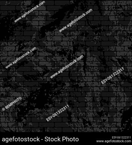 Background dark texture old brickwork, peeling paint - Vector illustration