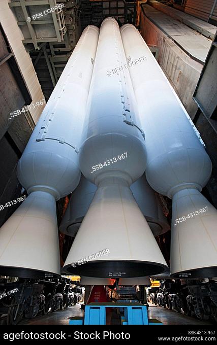 Close-up of 67-foot Solid Rocket Boosters on Atlas V Rocket