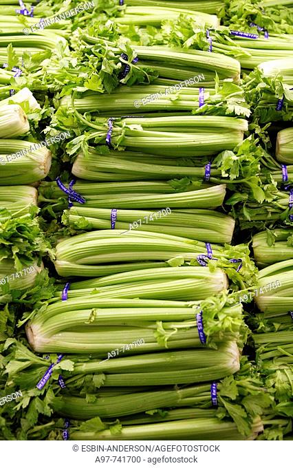 Celery on display in market