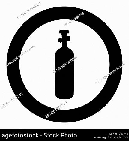 Gas cylinder balloon icon in circle round black color vector illustration image solid outline style simple