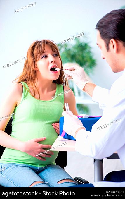 The young patient visiting doctor otolaryngologist