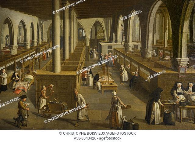 Belgium, Bruges, World Heritage Site, Memling museum, Painting depicting St. John's Hospital in 1778