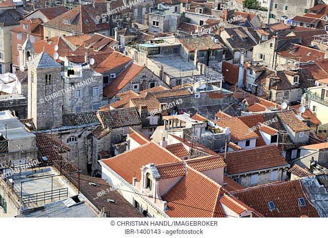 Looking west from the campanile of the Cathedral of Split, Croatia, Europe