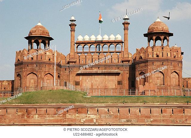 Delhi, India: the Lal Qila Red Fort, with the Lahore Gate