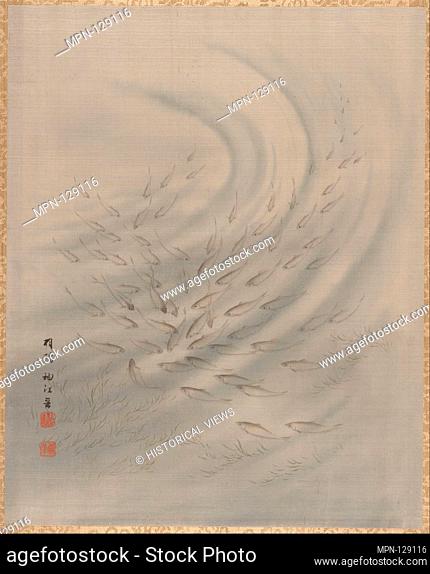 Small Fishes. Artist: Seki Shuko (Japanese, 1858-1915); Period: Meiji period (1868-1912); Date: ca. 1890-92; Culture: Japan; Medium: Album leaf; silk;...