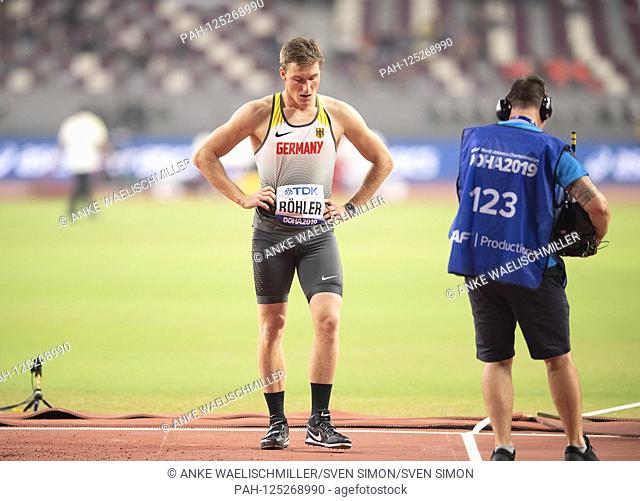 Thomas ROEHLER (Röhler) (Germany) disappointed. Qualification javelin of the men, on 05.10.2019 World Championships 2019 in Doha / Qatar, from 27.09