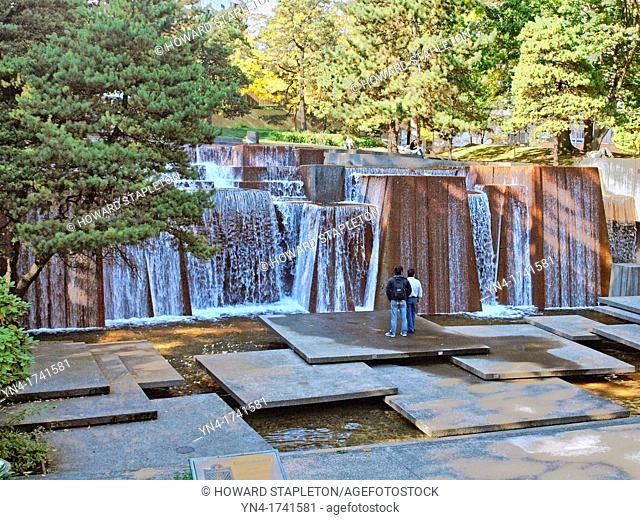 Ira Keller Fountain in downtown Portland, Oregon Originally named the Forecourt Fountain because it is located across the street from the Civic Auditorium which...