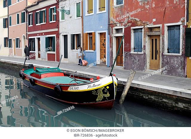 Building facades, Burano Island, Venice, Veneto, Italy, Europe
