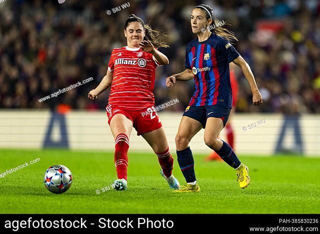 Sarah Zadrazil (Bayern Munchen) duels for the ball against Aitana (FC Barcelona) during the Women?s Champions League football match between FC Barcelona and...