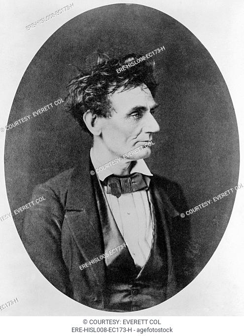 Abraham Lincoln 1809-1865, on February 28, 1857, prior to Senate nomination. Lincoln mussed up his hair before the picture was taken so his friends back home...