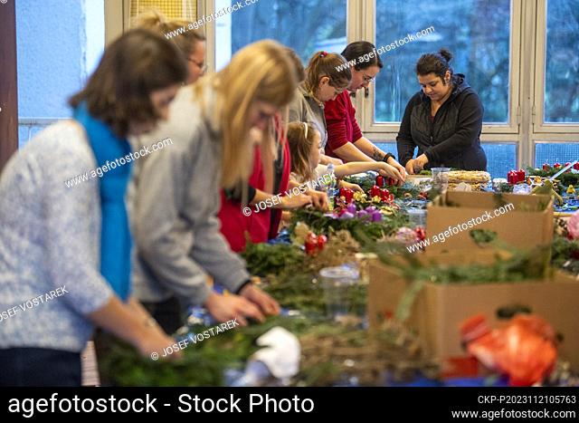 Charity workshop called Advent wreaths for the Guardian Angels Home Hospice in Pardubice, Czech Republic, November 21, 2023