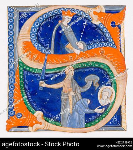 Manuscript Illumination with the Beheading of Saint Paul in an Initial S, from a Gradual, ca. 1278. Creator: Master of Bagnacavallo