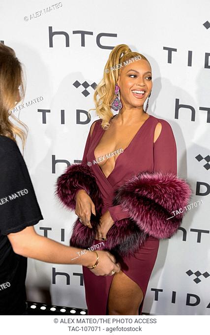 Beyonce arrives at the Barclays Center for to perform at the Tidal X:1020 benefit concert