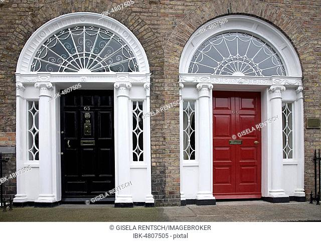 Two front doors at Merrion Square, Dublin, Ireland