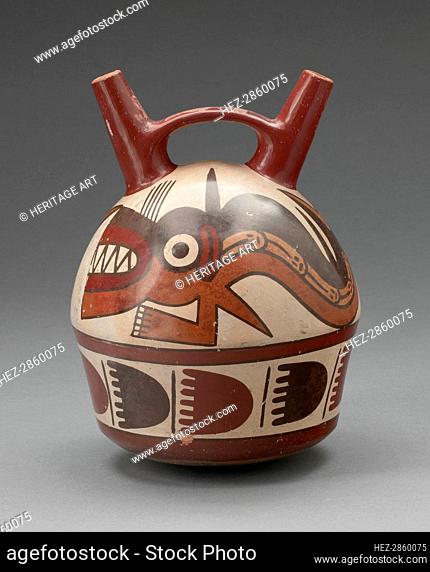 Double Spout Vessel Depicting an Abstract Shark with Human Attributes, 180 B.C./A.D. 500. Creator: Unknown