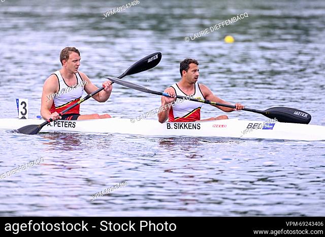 Kayak Sprint Athlete Artuur Peters and Kayak Sprint Athlete Bram Sikkens pictured after the final A of the men's kayak double 500m event, canoe sprint