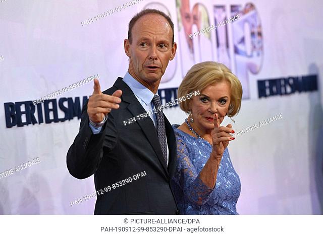 12 September 2019, Berlin: Thomas Rabe, CEO of the media and services group Bertelsmann, and Liz Mohn (r), Vice Chairman of the Bertelsmann Stiftung Executive...