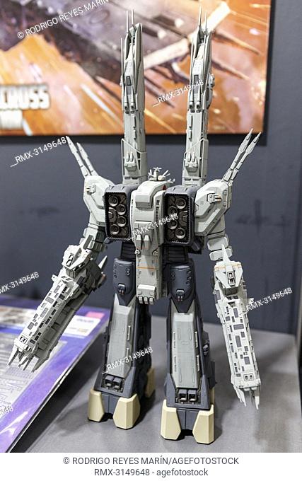 September 29, 2018, Tokyo, Japan - A plastic model of Bandai SDF-1 Macross on display during the 58th All Japan Model and Hobby Show in Tokyo Big Sight