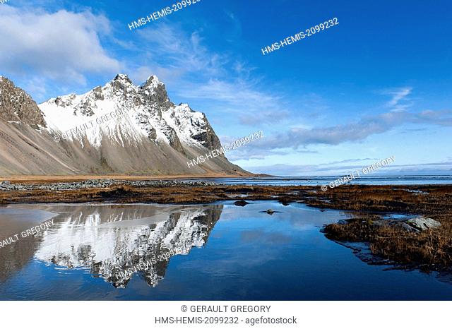 Iceland, Austurland, Vesturhorn mountains