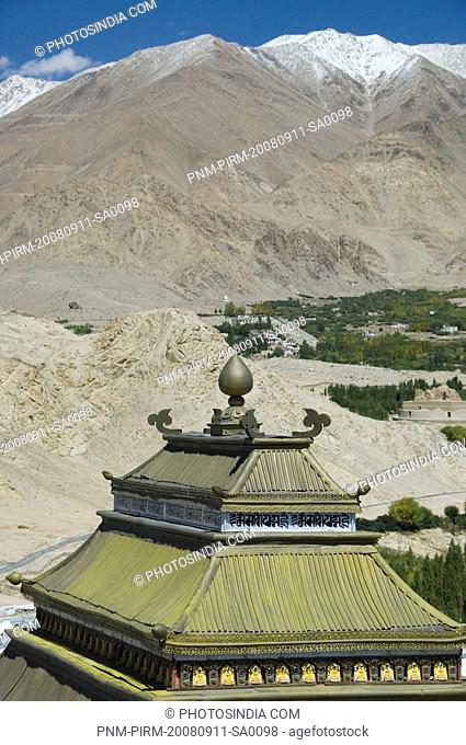 High section view of a Buddhist temple, Leh, Ladakh, Jammu and Kashmir, India