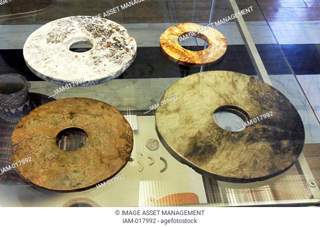 Chinese Neolithic Jade Bi Discs, Xia Dynasty (2100-1600BC) Stone rings were being made by the peoples of eastern China as early as the fifth millennium BC