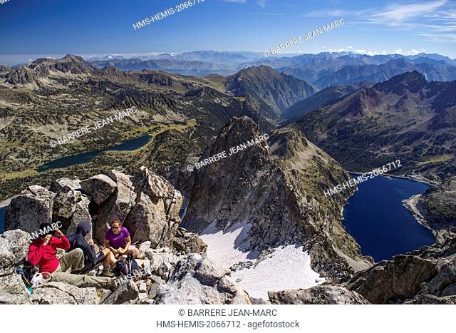 France, Hautes Pyrenees, Neouvielle natural reserve, view from the summit of Neouvielle peak (3011m)