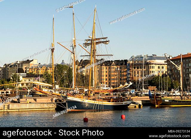 Helsinki, Halkolaituri quay, harbor of historic sailing ships