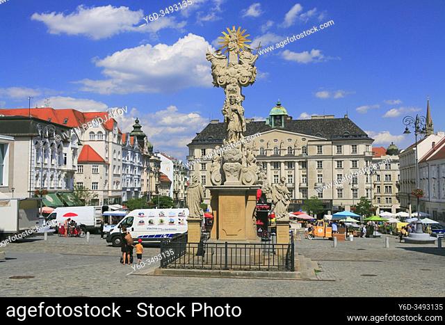 Holy Trinity Column and the Cabbage Market, Brno, Czechia