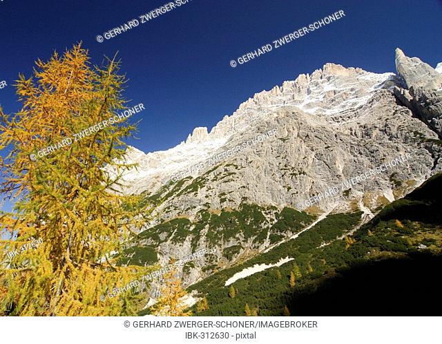 Bacherntal with Elferscharte, Sextenan Dolomites, South Tyrol, Italy