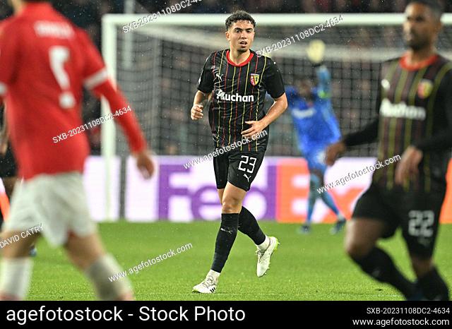 Neil El Aynaoui (23) of RC Lens pictured during the Uefa Champions League matchday 4 game in group B in the 2023-2024 season between PSV Eindhoven and Racing...