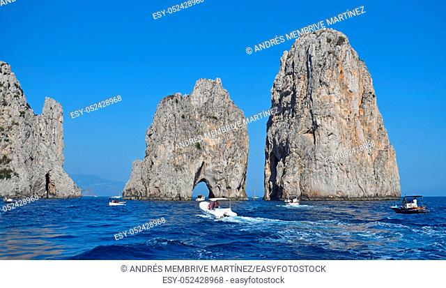 Faraglioni Mezzo in Capri Island Italy
