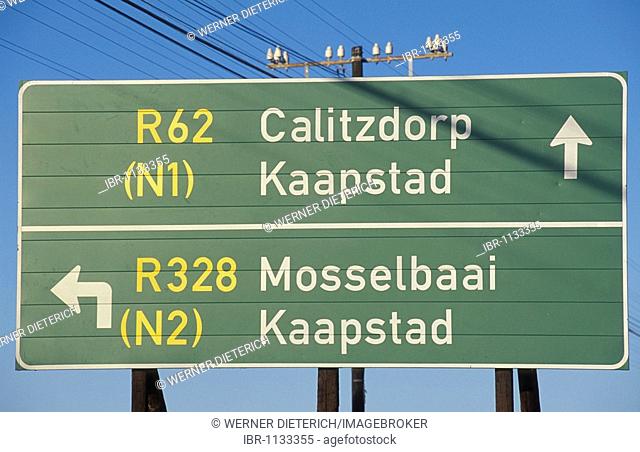 Street sign in Afrikaans, Cape Dutch, Oudtshoorn, Garden Route, South Africa