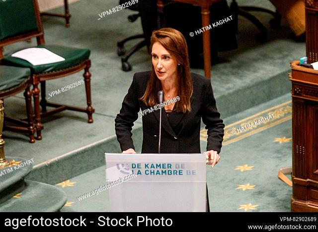 DeFI's Sophie Rohonyi pictured during a plenary session of the Chamber at the Federal Parliament in Brussels on Thursday 21 December 2023