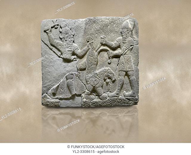 Hittite relief sculpted orthostat stone panel of Herald's Wall Basalt, KarkamÄ±s, (KargamÄ±s), Carchemish (Karkemish), 900-700 B. C