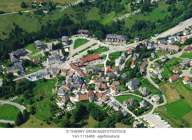 Aerial view of Saint Pierre de Chartreuse village. Isere, Rhone-Alpes region, French Alps, France