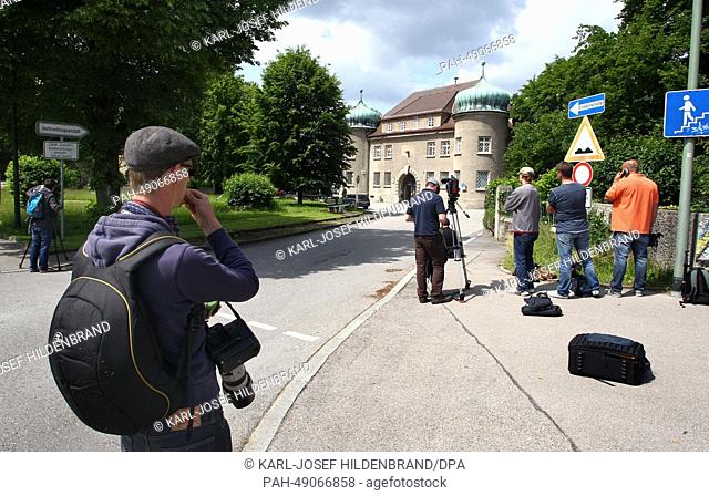 Journalists wait in front of the prison in Landsberg am Lech, Germany, 02 June 2014. According to media reports on 02 June 2014, Hoeness