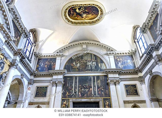 Santa Maria Giglio Zobenigo Church Basilica Paintngs Venice Italy. Founded in the 9th Century Rebuilt in 1600s