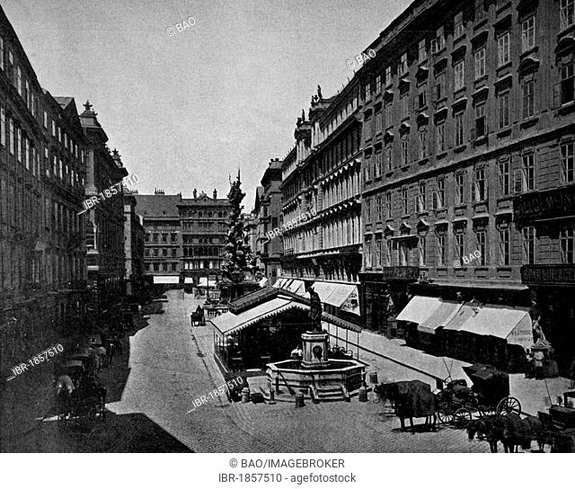 One of the first autotype prints, Graben street, historic photograph, 1884, Vienna, Austria, Europe