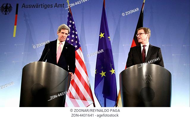 Berlin, 26 February 2013. Press statements after the meeting between the U.S. Secretary of state John Kerry and the German Foreign Minister Guido Westerwelle in...