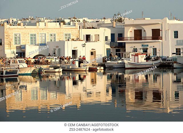 Fishing boats at the harbor, Naoussa, Paros, Greek Islands, Cyclades Islands, Greece, Europe