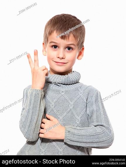 Cute boy smilling isolated on a white background
